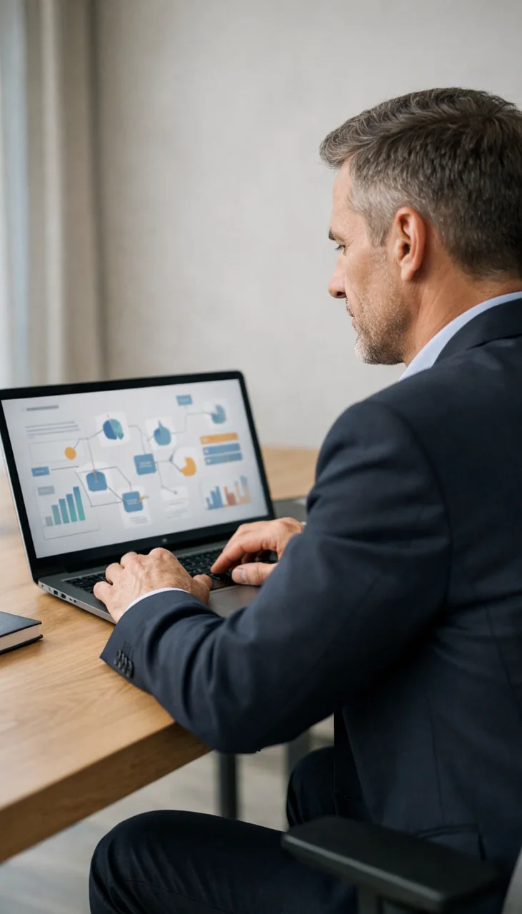 Responsable analysant un workflow d’automatisation IA entre formulaire commercial et CRM
