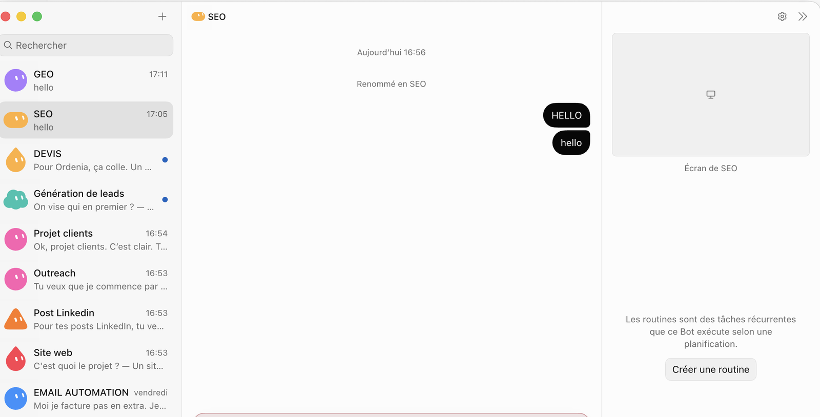 Interface d’un Grok Bot consacré au SEO