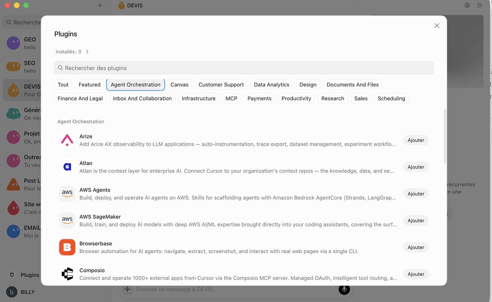 Liste de connecteurs destinés à l’orchestration d’agents IA